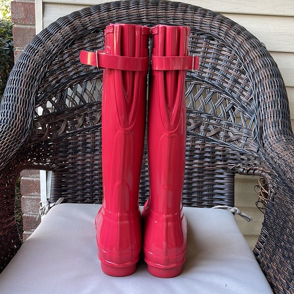 Red Flare Tall Adjustable Hunter Boots 11 - Picture 7 of 17
